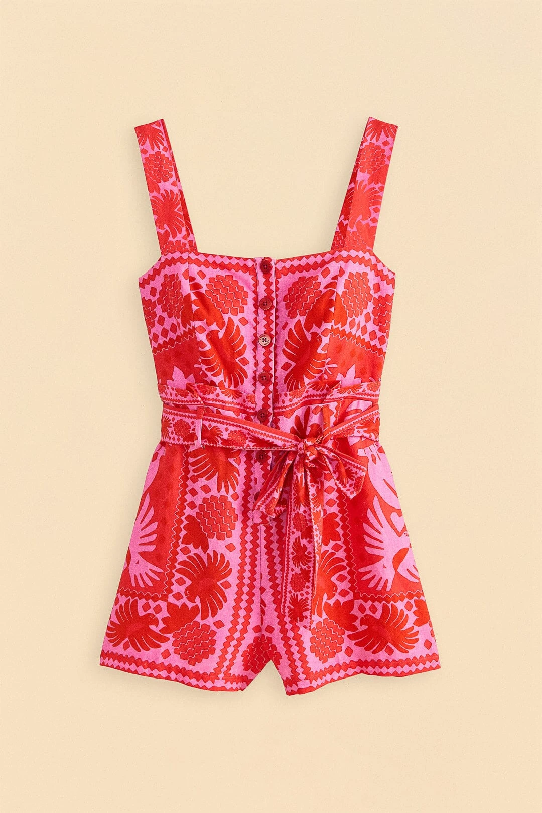 Farm Rio Red Jungle Scarf Romper 6 Farm Rio Red Jungle Scarf Romper - Image 6