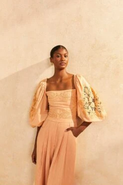 Farm Rio Dark Sand Lace Blouse -Farm Rio 313679 03