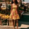 Farm Rio Summer Forest Yellow Olinda Short Dress