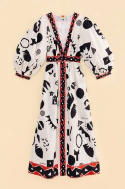 Farm Rio Off-White Pitta Soul Puff Sleeve Midi Dress 11 Farm Rio Off-White Pitta Soul Puff Sleeve Midi Dress -Farm Rio 314083 06