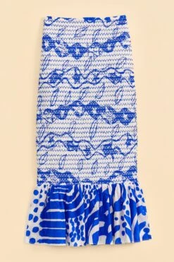 Farm Rio Off-White Pitta Waves Smocked Midi Skirt -Farm Rio 314084 06