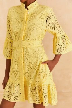 Farm Rio Light Yellow Palm Tree Mini Dress 7 Farm Rio Light Yellow Palm Tree Mini Dress -Farm Rio 314107 03