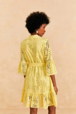 Farm Rio Light Yellow Palm Tree Mini Dress 8 Farm Rio Light Yellow Palm Tree Mini Dress -Farm Rio 314107 04