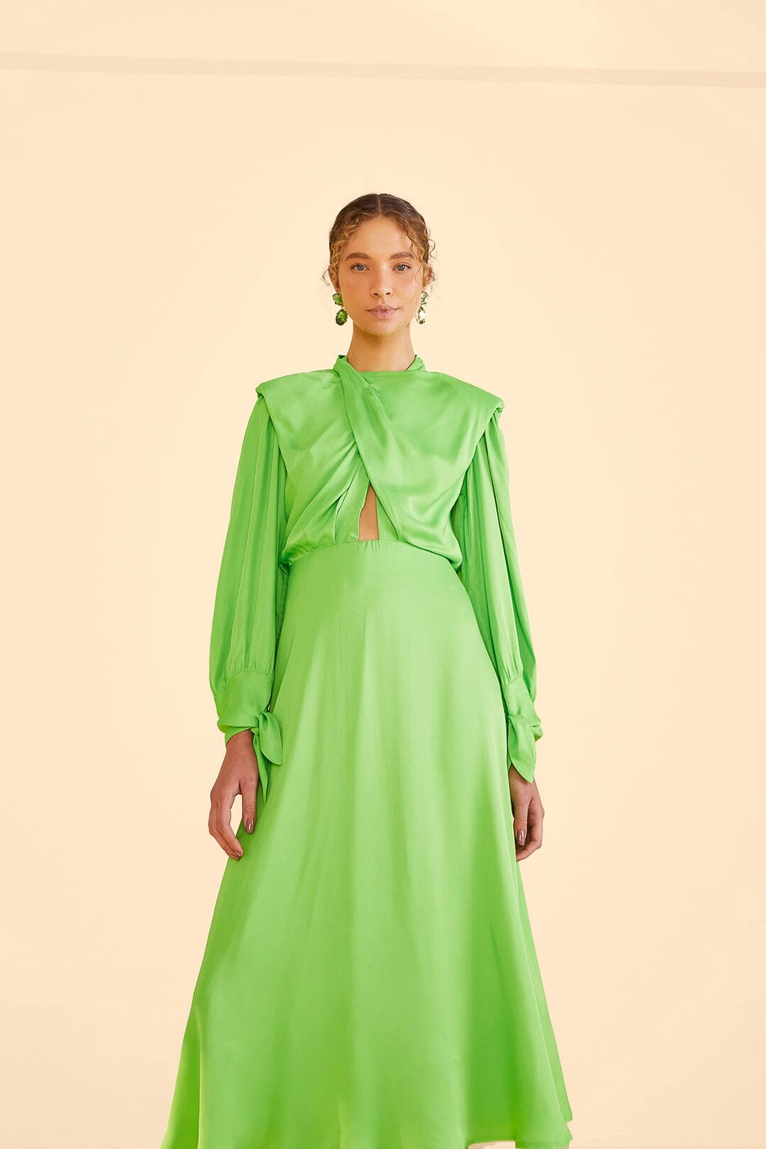 Farm Rio Lime Shoulder Pads Maxi Dress 1 Farm Rio Lime Shoulder Pads Maxi Dress