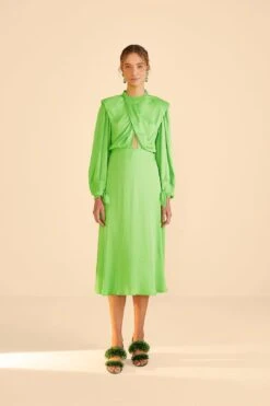 Farm Rio Lime Shoulder Pads Maxi Dress 8 Farm Rio Lime Shoulder Pads Maxi Dress -Farm Rio 314476 02