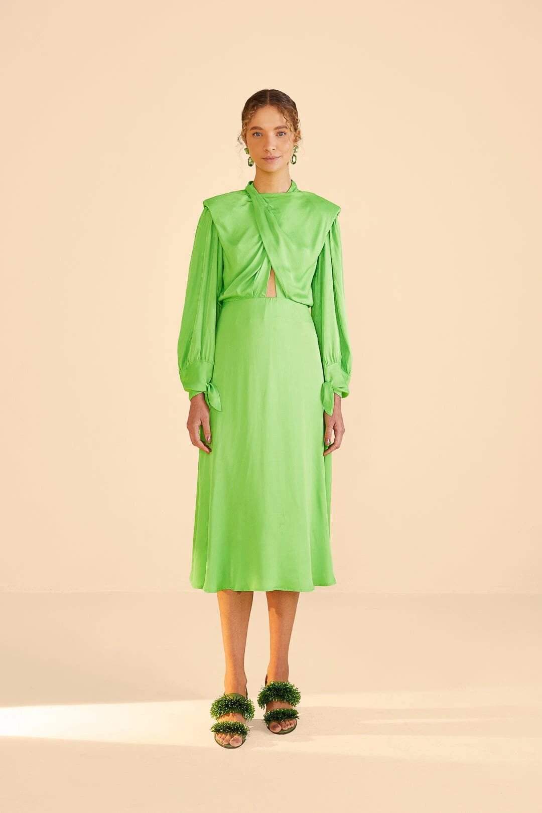 Farm Rio Lime Shoulder Pads Maxi Dress 3 Farm Rio Lime Shoulder Pads Maxi Dress - Image 3