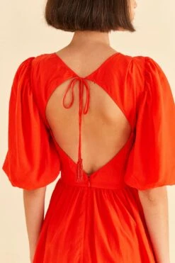 Farm Rio Red Short Sleeves Midi Dress 8 Farm Rio Red Short Sleeves Midi Dress -Farm Rio 314511 03