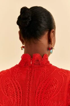 Farm Rio Red Guipure Cut Out Midi Dress 13 Farm Rio Red Guipure Cut Out Midi Dress -Farm Rio 314516 05