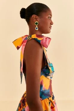 Farm Rio Yellow Painted Flowers Layered Maxi Dress 9 Farm Rio Yellow Painted Flowers Layered Maxi Dress -Farm Rio 314752 03