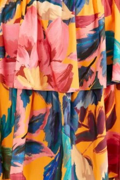 Farm Rio Yellow Painted Flowers Layered Maxi Dress 12 Farm Rio Yellow Painted Flowers Layered Maxi Dress -Farm Rio 314752 06