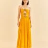 Farm Rio Yellow Sleeveless Maxi Dress With Sun Buckle