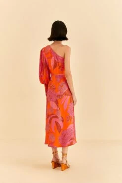 Farm Rio Red Dewdrop Floral One Shoulder Midi Dress 8 Farm Rio Red Dewdrop Floral One Shoulder Midi Dress -Farm Rio 314754 04