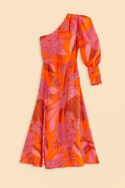 Farm Rio Red Dewdrop Floral One Shoulder Midi Dress 9 Farm Rio Red Dewdrop Floral One Shoulder Midi Dress -Farm Rio 314754 05