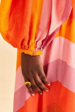 Farm Rio Party Stripes Multicolor One Shoulder Maxi Dress -Farm Rio 314757 06