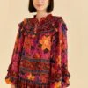 Farm Rio Pink Tropical Tapestry Long Sleeve Blouse