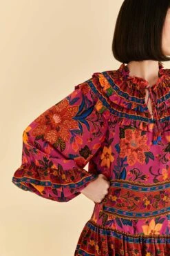 Farm Rio Pink Tropical Tapestry Long Sleeve Blouse -Farm Rio 315105 03