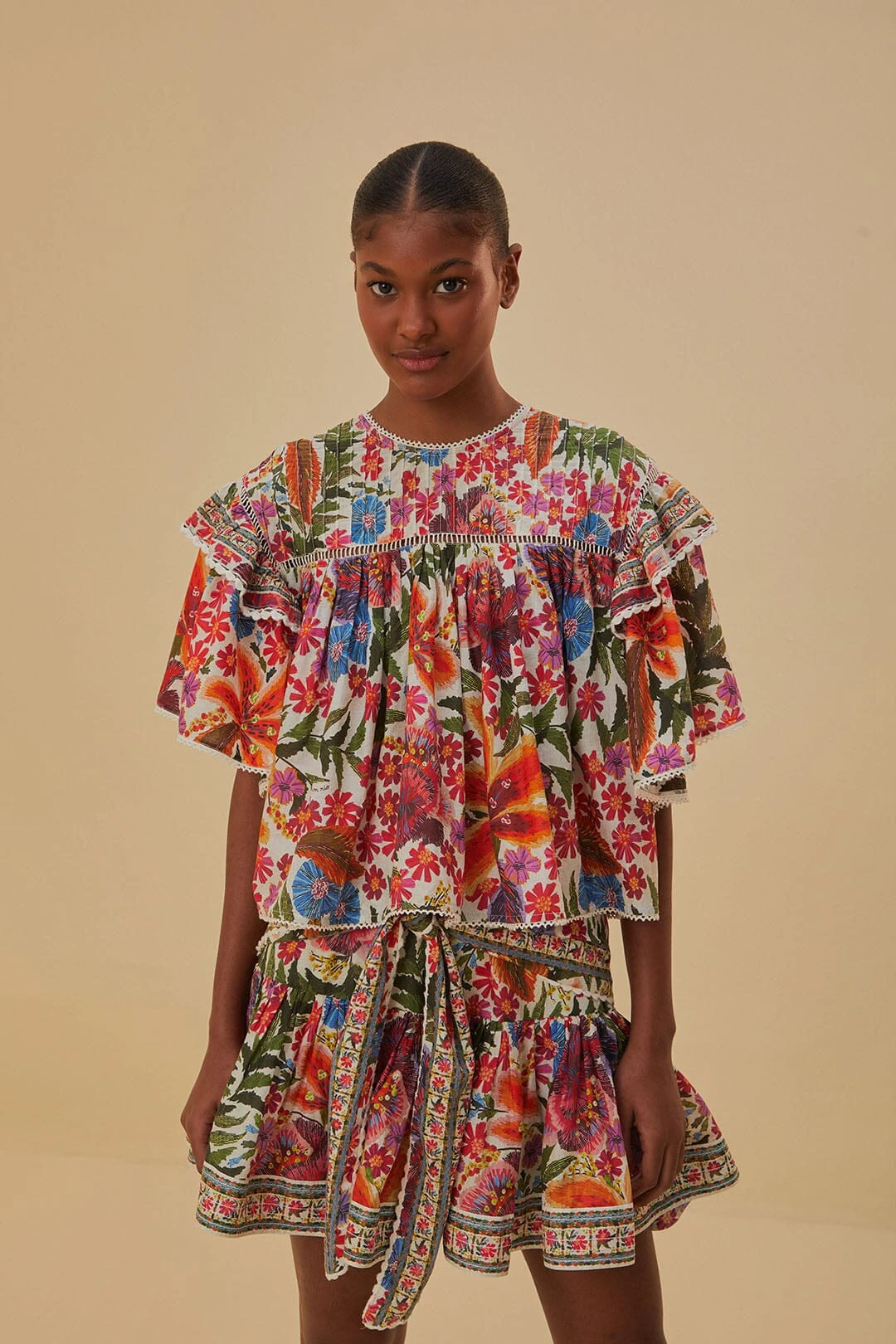 Farm Rio Off-White Tropical Yard Mini Skirt 2 Farm Rio Off-White Tropical Yard Mini Skirt - Image 2