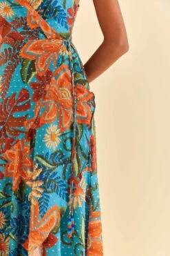 Farm Rio Blue Flower Dream Sleeveless Midi Dress 7 Farm Rio Blue Flower Dream Sleeveless Midi Dress -Farm Rio 315953 03