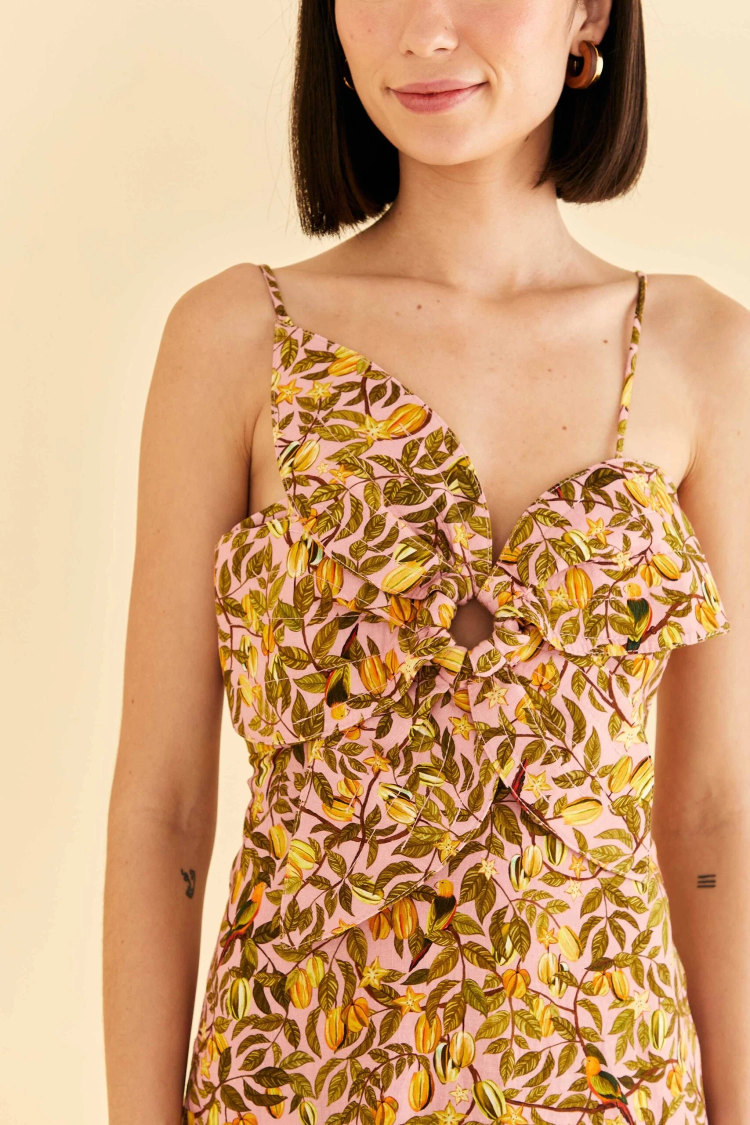 Farm Rio Light Pink Star Fruit Flower Mini Dress 2 Farm Rio Light Pink Star Fruit Flower Mini Dress - Image 2