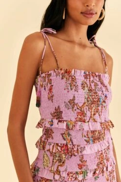 Farm Rio Lilac Floral Monkey Smocked Mini Dress 7 Farm Rio Lilac Floral Monkey Smocked Mini Dress -Farm Rio 315956 03