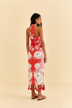 Farm Rio Pink Soft Garden Halter Neck Midi Dress -Farm Rio 315958 03