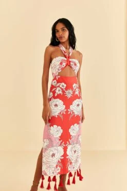 Farm Rio Pink Soft Garden Halter Neck Midi Dress -Farm Rio 315958 04