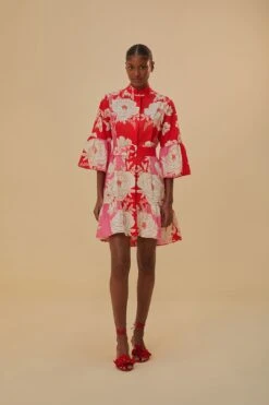 Farm Rio Pink Soft Garden Short Sleeve Mini Dress 8 Farm Rio Pink Soft Garden Short Sleeve Mini Dress -Farm Rio 315959 03