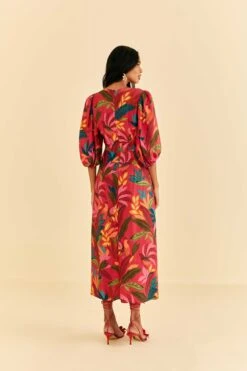 Farm Rio Red Rooster Leaves Short Sleeve Maxi Dress 8 Farm Rio Red Rooster Leaves Short Sleeve Maxi Dress -Farm Rio 316275 04