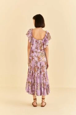 Farm Rio Lilac Floral Monkey Short Sleeve Maxi Dress -Farm Rio 316417 04