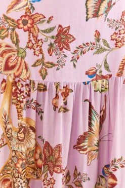 Farm Rio Lilac Floral Monkey Short Sleeve Maxi Dress -Farm Rio 316417 06