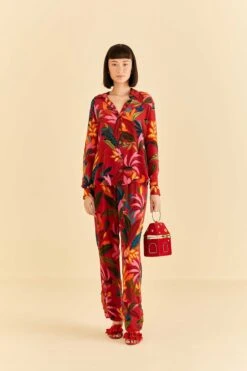 Farm Rio Red Rooster Leaves Long Sleeve Shirt -Farm Rio 316428 02 542279de 060b 4544 83e0 52a83fd264f6