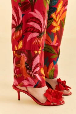 Farm Rio Red Rooster Leaves Pants -Farm Rio 316429 05