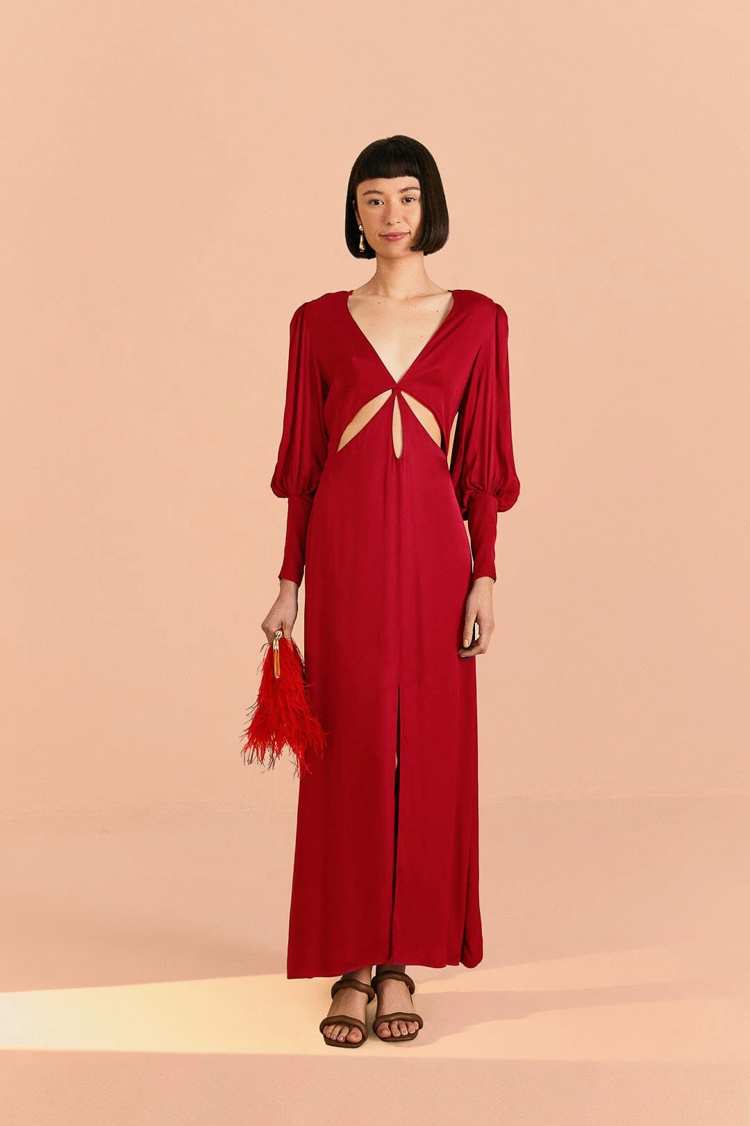 Farm Rio Red Cut Out Long Sleeve Lenzing™ Ecovero™ Viscose Maxi Dress 1 Farm Rio Red Cut Out Long Sleeve Lenzing™ Ecovero™ Viscose Maxi Dress