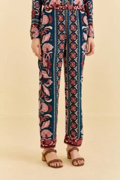 Farm Rio Teal Seashell Tapestry Cargo Pants 8 Farm Rio Teal Seashell Tapestry Cargo Pants -Farm Rio 318133 03