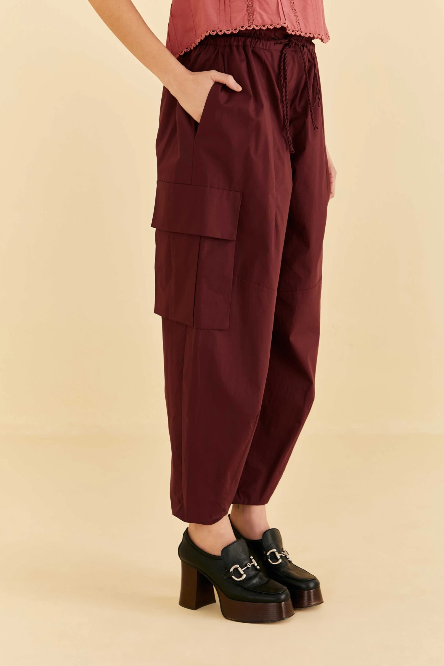 Farm Rio Blush Organic Cotton Cargo Pants 2 Farm Rio Blush Organic Cotton Cargo Pants - Image 2