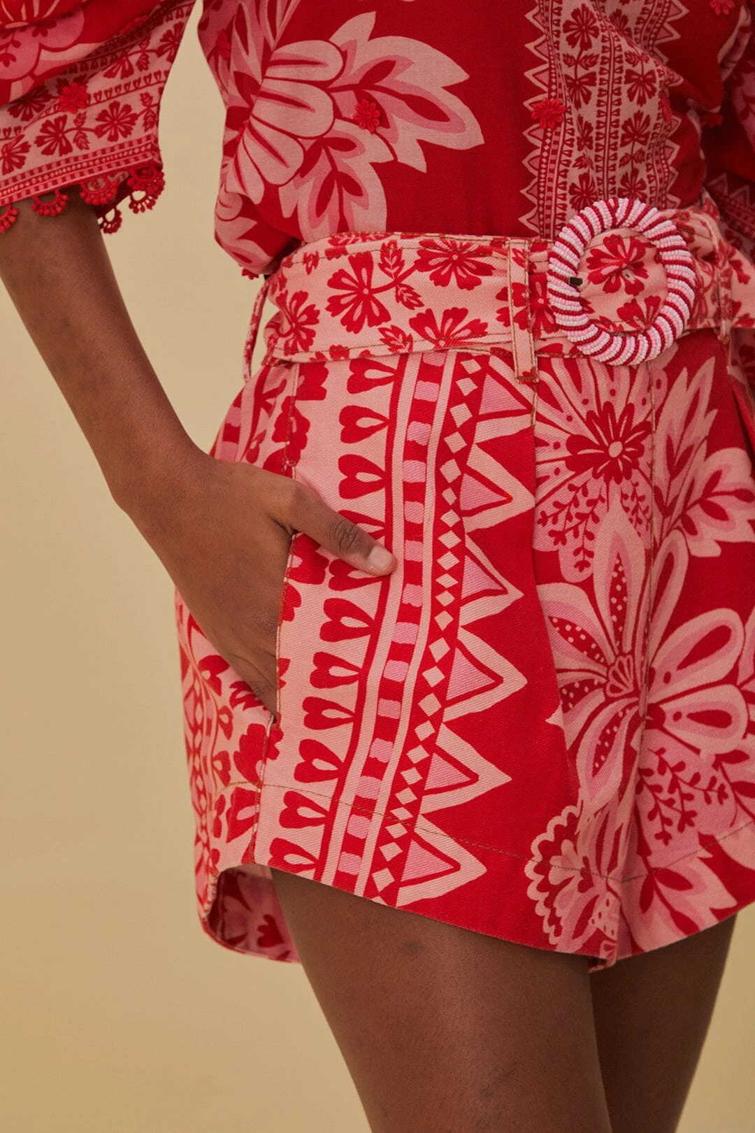 Flora Tapestry Red Shorts 2 Flora Tapestry Red Shorts - Image 2