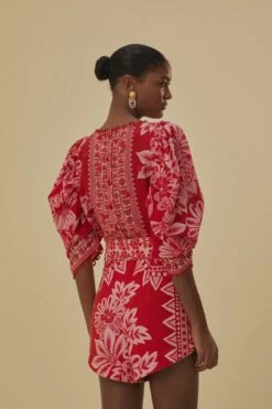 Flora Tapestry Red Shorts 7 Flora Tapestry Red Shorts -Farm Rio 318160 03