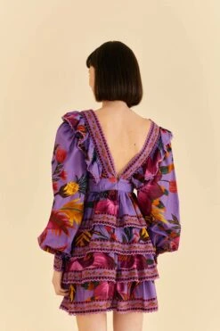 Farm Rio Purple Maxi Flowers Mini Dress -Farm Rio 318162 04