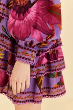 Farm Rio Purple Maxi Flowers Mini Dress -Farm Rio 318162 05