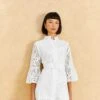 Farm Rio Off-White Palm Tree Mini Dress