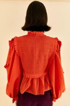 Farm Rio Orange Smocked Blouse -Farm Rio 320259 04