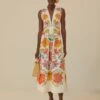 Off-White Floral Insects Euroflax™ Premium Linen Maxi Dress