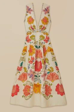 Off-White Floral Insects Euroflax™ Premium Linen Maxi Dress -Farm Rio 321158 06 46b8290f ca34 4978 b77d 1a78dadd9389