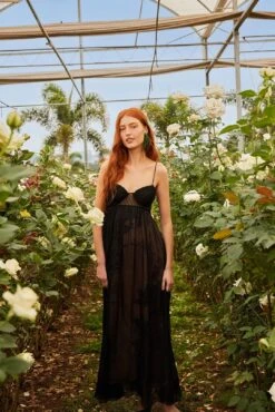 Black Special Lace Sleeveless Maxi Dress -Farm Rio 324896 03