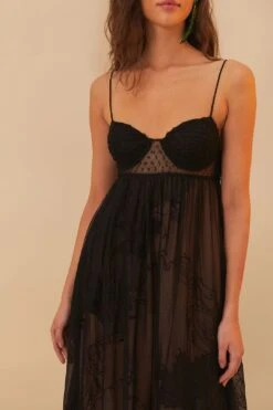 Black Special Lace Sleeveless Maxi Dress -Farm Rio 324896 05