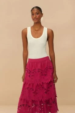 Pink Daisy Embroidered Midi Skirt -Farm Rio 324900 03 1fd0b0fb 3a63 4309 91c1 904d7a85a49e
