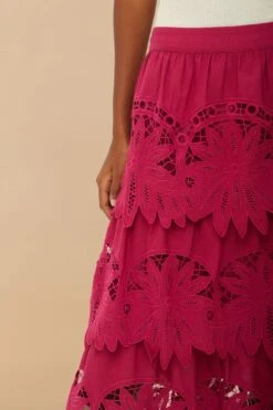 Pink Daisy Embroidered Midi Skirt -Farm Rio 324900 05 45e9c880 6d70 4468 9433 ace39102a053