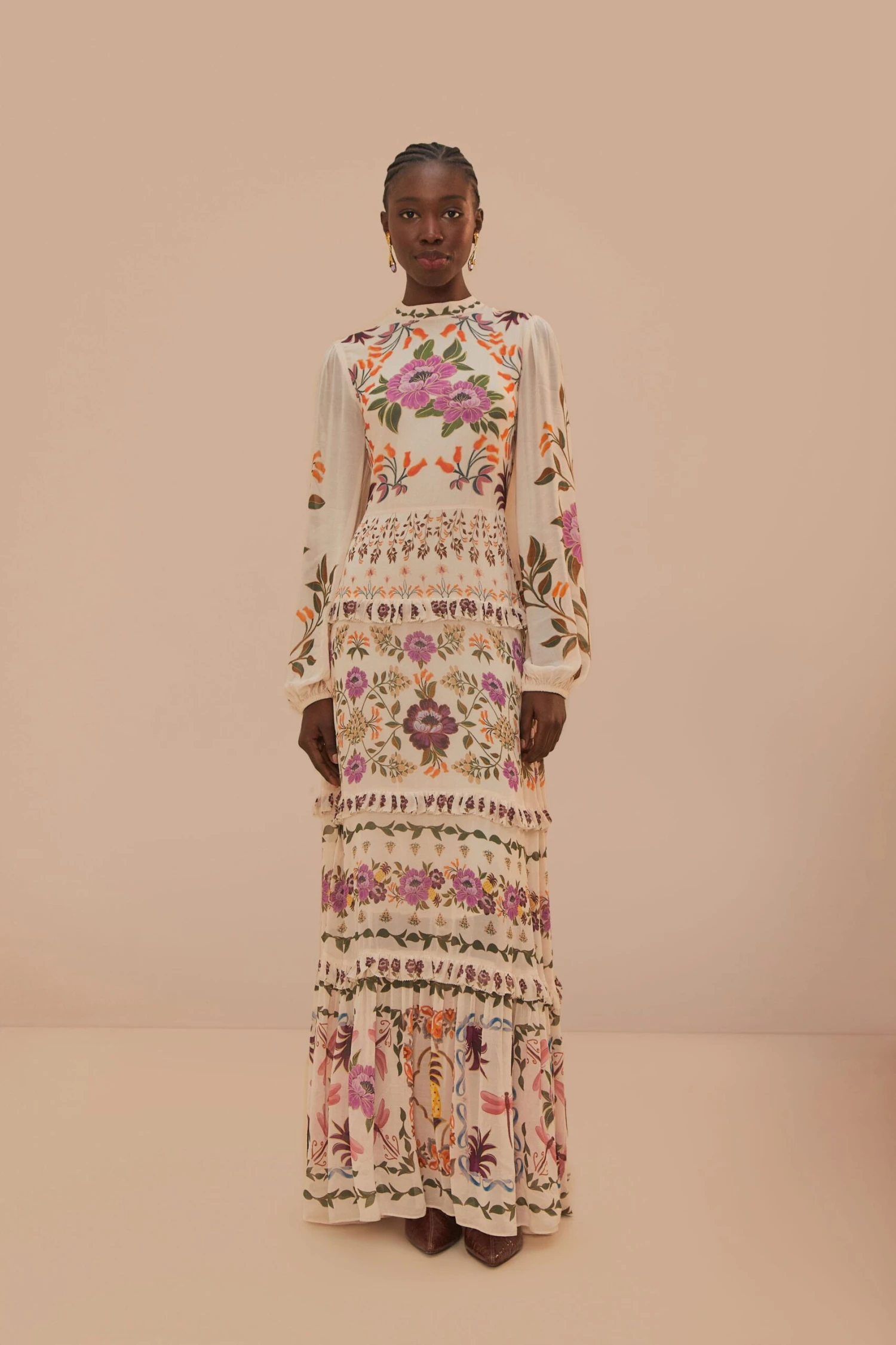 Cream Winter Garden Ruffle Maxi Dress 2 Cream Winter Garden Ruffle Maxi Dress - Image 2