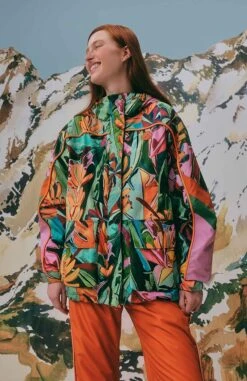 Multicolor Banana Leaves Ski Jacket