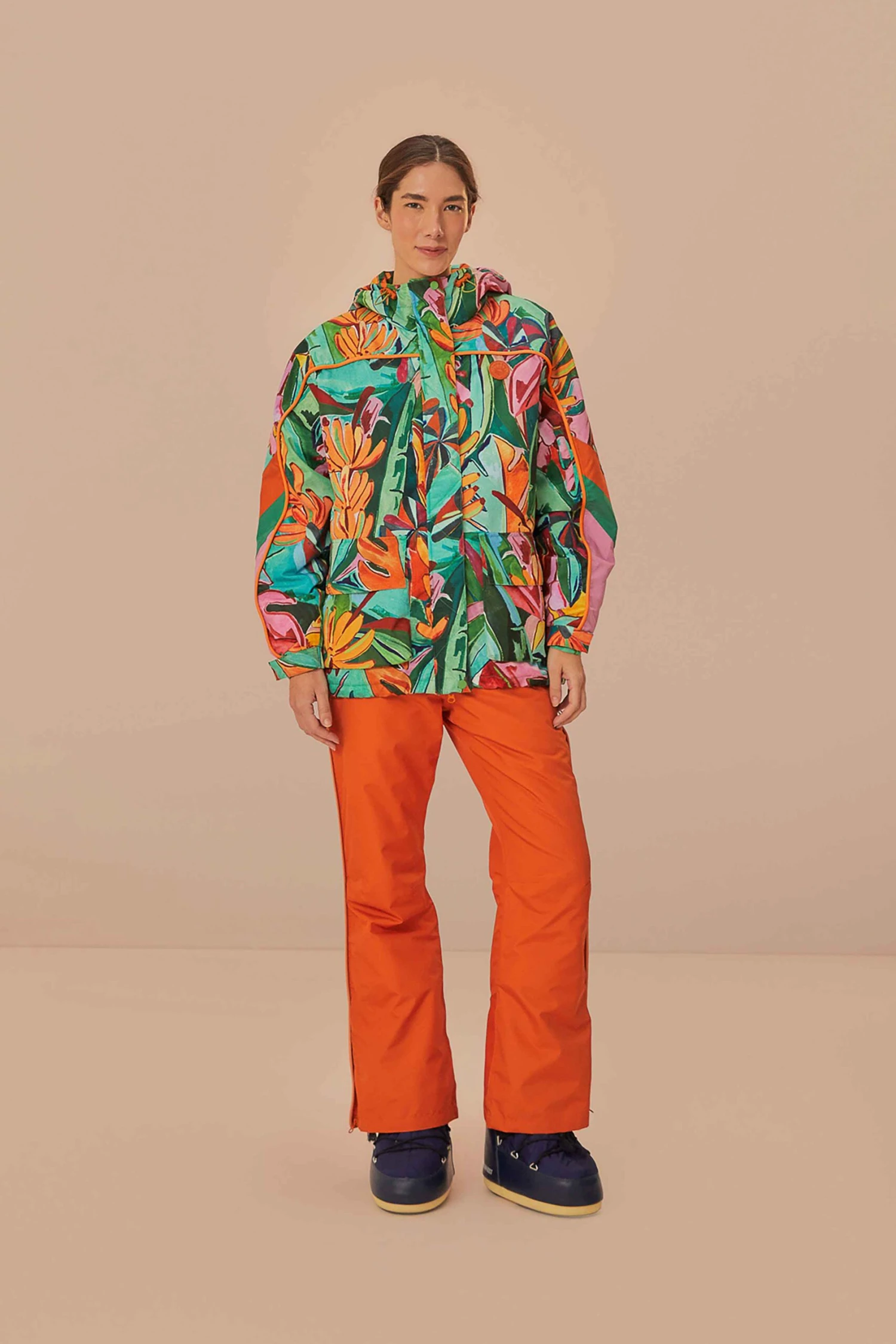 Multicolor Banana Leaves Ski Jacket 2 Multicolor Banana Leaves Ski Jacket - Image 2